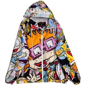 Members Only Nickelodeon Rugrats Jacket Men 4XL Windbreaker All Over Print Hood